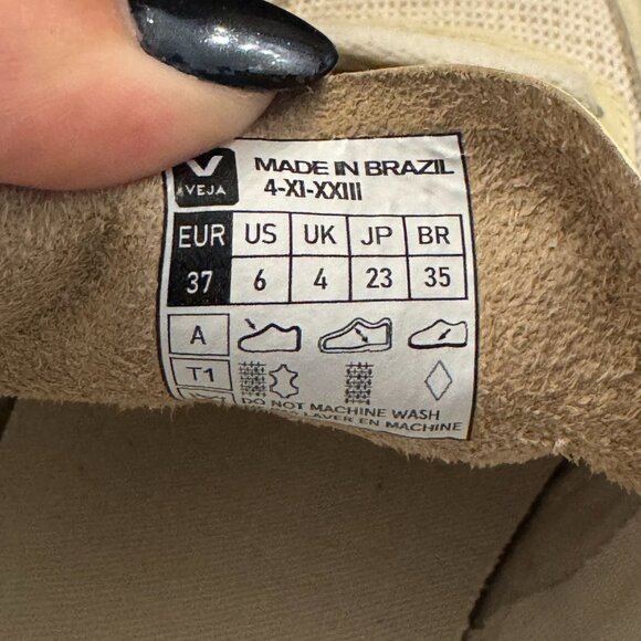 Veja V-10 J-Mesh Jute White Leather Women's Sneakers, Size 6 - Picture 9 of 9